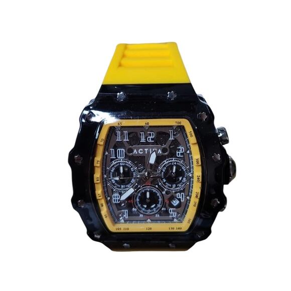 Activa Fury X Invicta Black Yellow Men\'s Watch 44.3mm Skeleton Dial ACW2305-021